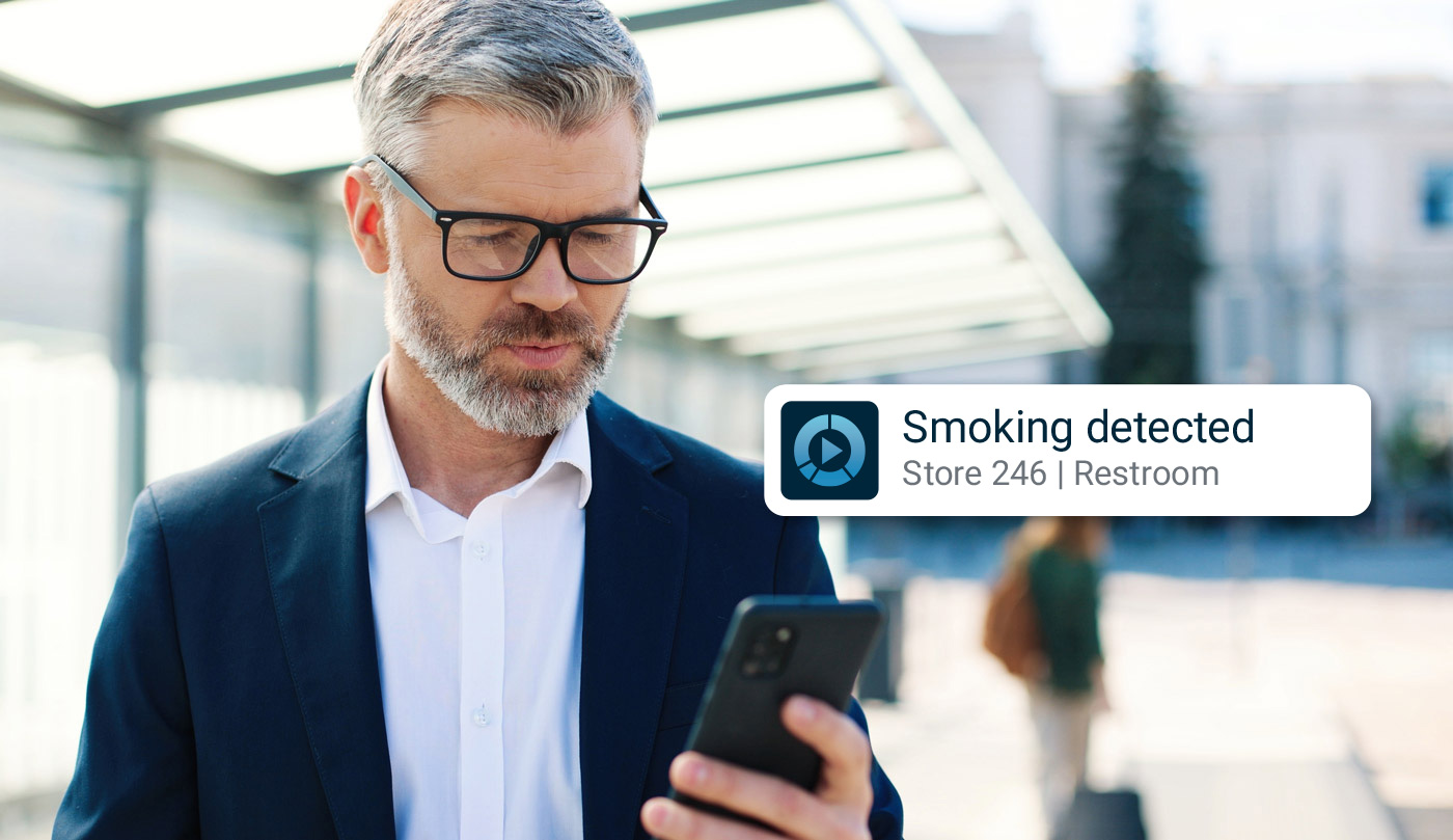 A QSR owner receives a notification for smoking at his restaurant