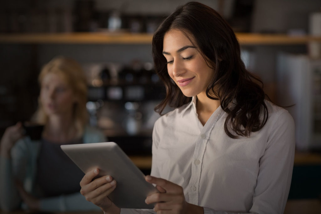 Woman on her tablet